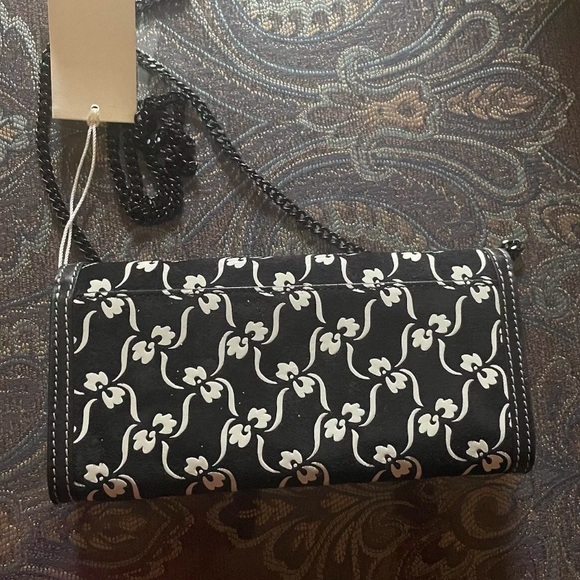 $498 NWT Tory Burch 139569 Juliette Floral Leather/Suede Chain Wallet purse